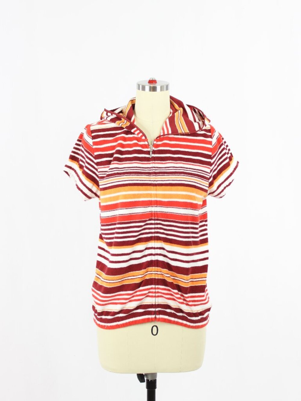 Vintage 00's GAP Red Orange Striped Cotton Terry Short Sleeve Sweatshirt, Size M